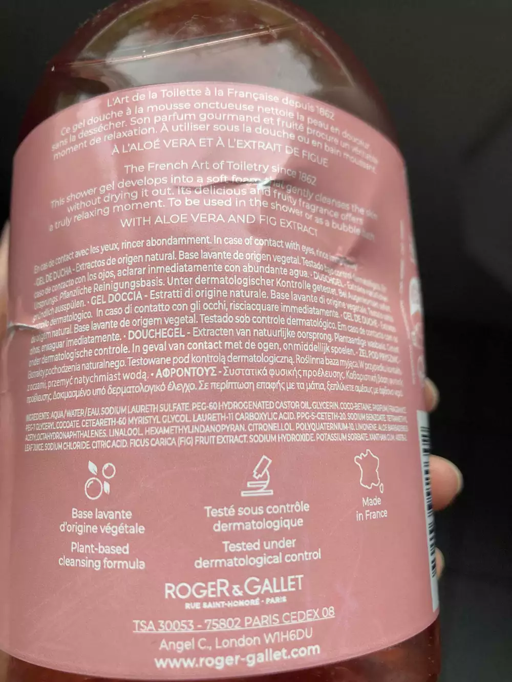 ROGER & GALLET - Gel douche à l'aloé vera et à l'extrait de figue