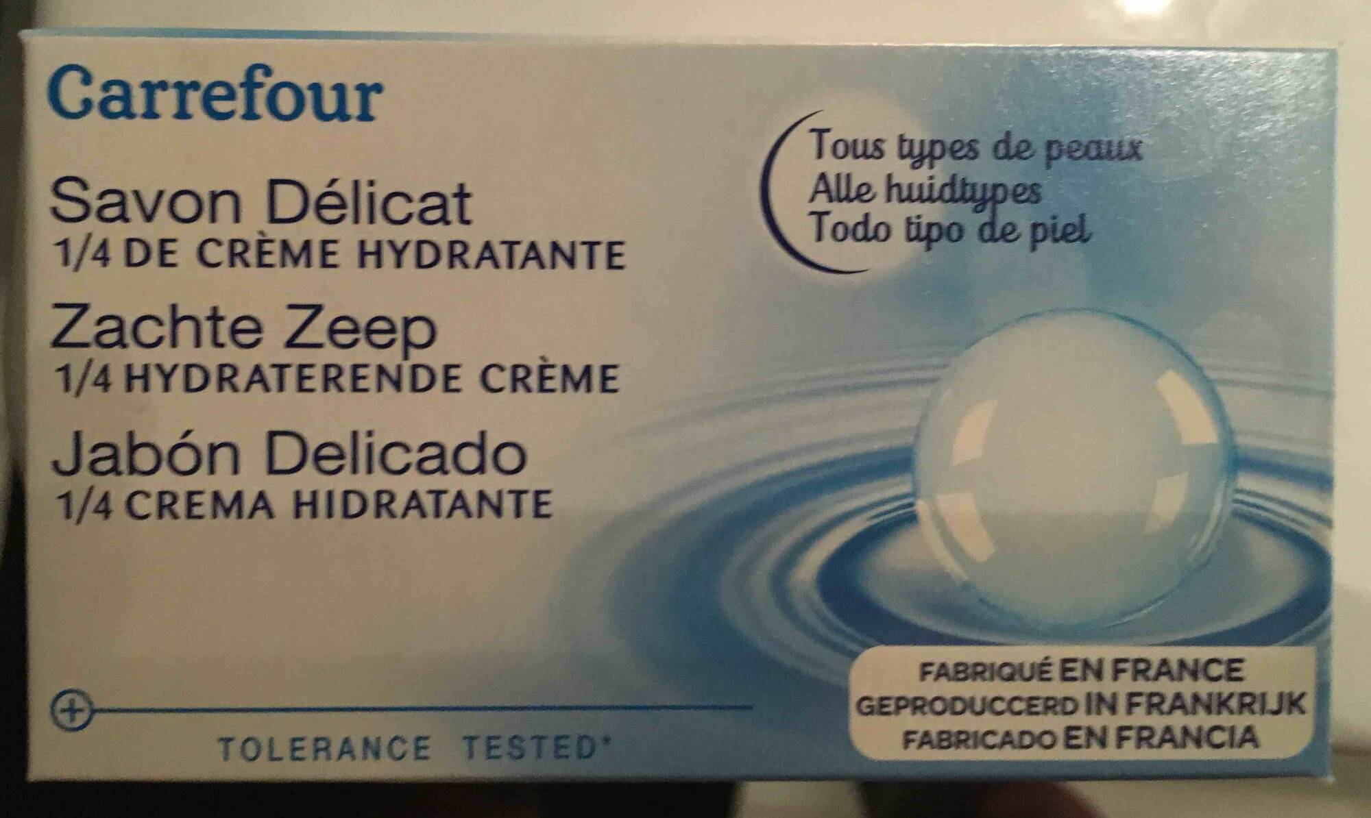 CARREFOUR - Savon Délicat - 1/4 de crème hydratante