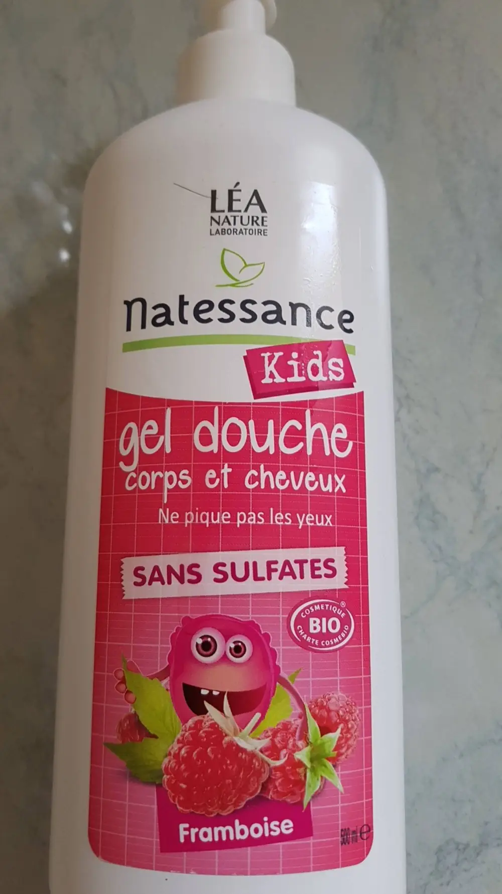 NATESSANCE - Kids - Gel douche corps et cheveux framboise bio