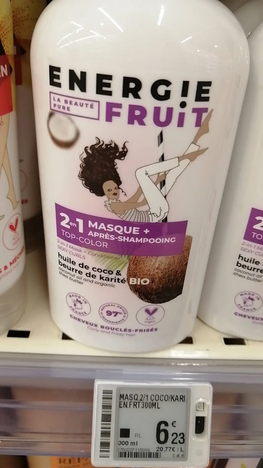 ENERGIE FRUIT - Huile de coco & beurre de karité bio - 2 en 1 masque + après-shampooing