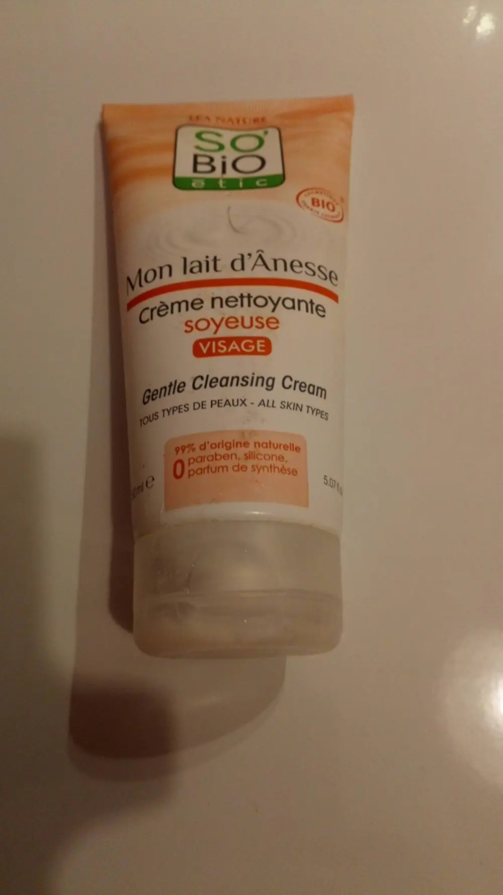 SO'BIO ÉTIC - Mon lait d'ânesse - Crème nettoyante soyeuse visage 