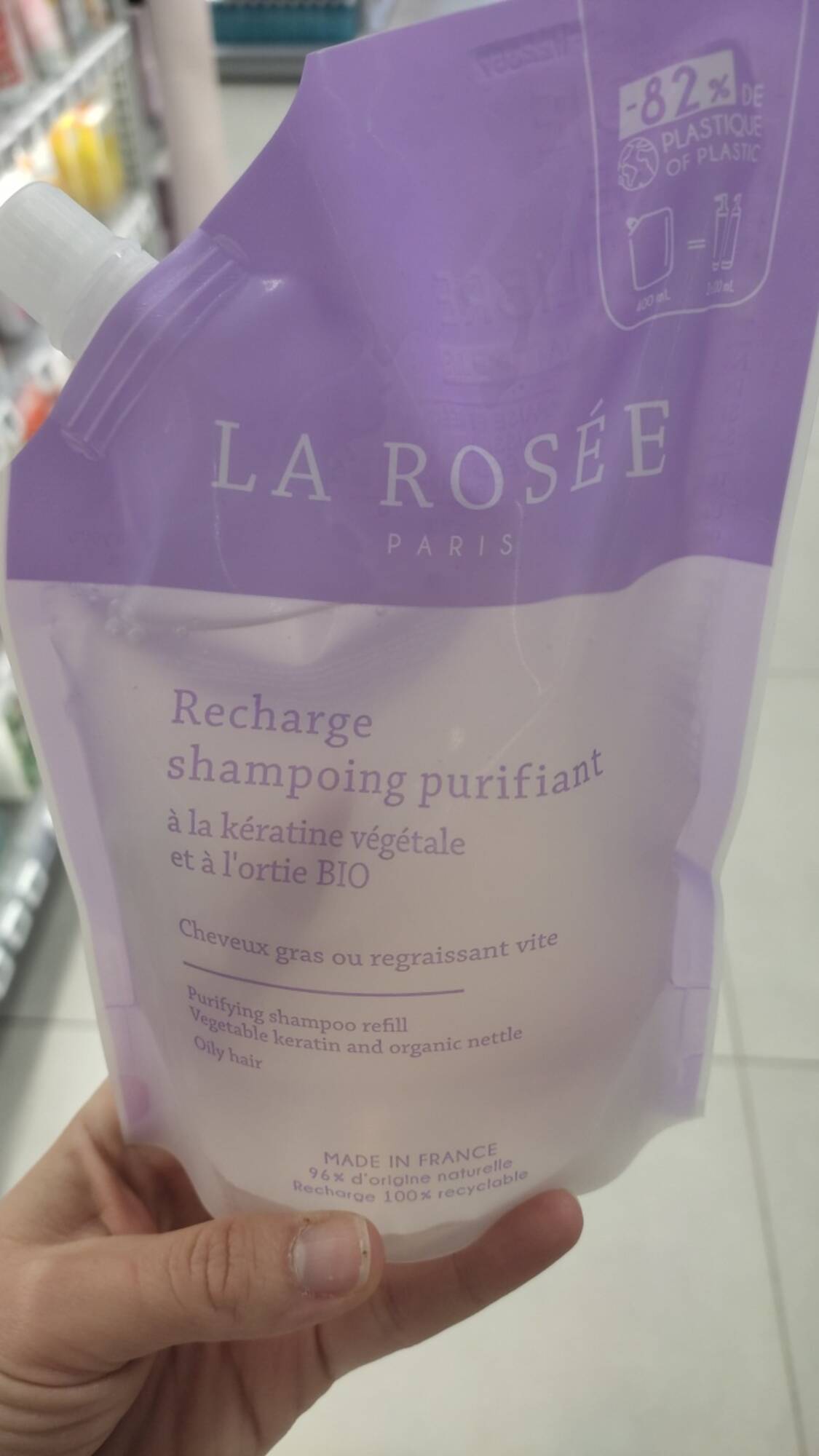 LA ROSÉE - Recharge shampoing purifiant à la kératine végétale et à l'ortie bio
