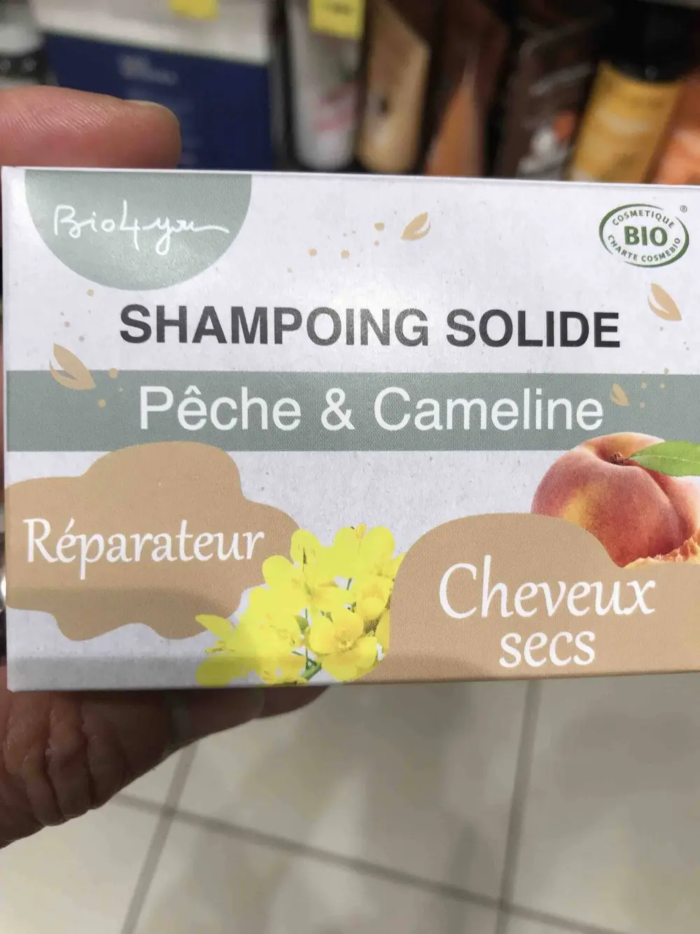 ABIOCOM - Cheveux secs - Shampooing solide pêche & cameline