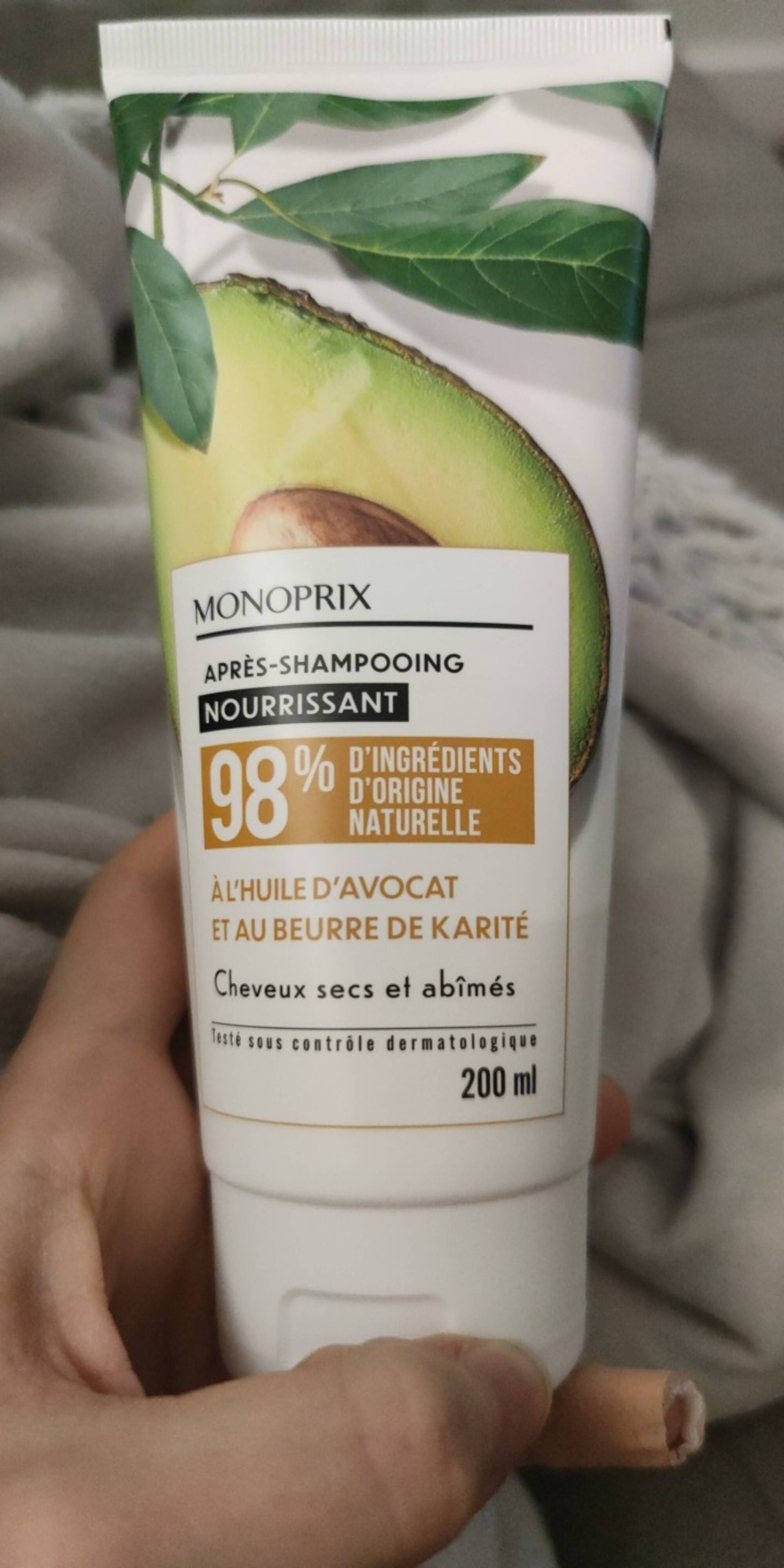 MONOPRIX - Après-shampooing nourrissant à l'huile d'avocat et au beurre de karité