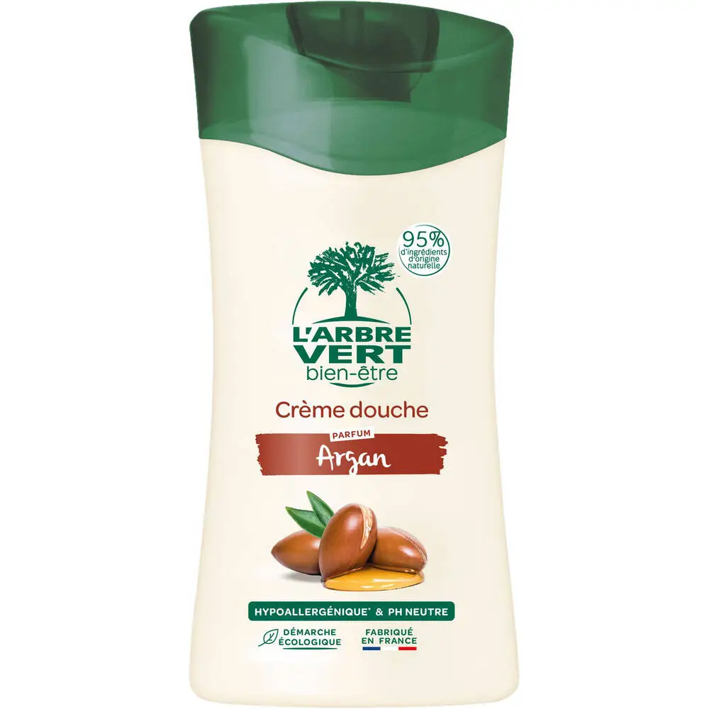 L'ARBRE VERT BIEN-ÊTRE - L'Arbre Vert Bien-être Crème Douche parfum Argan - Hypoallergénique & pH Neutre - 95% d'ingrédients d'origine naturelle - 250mL