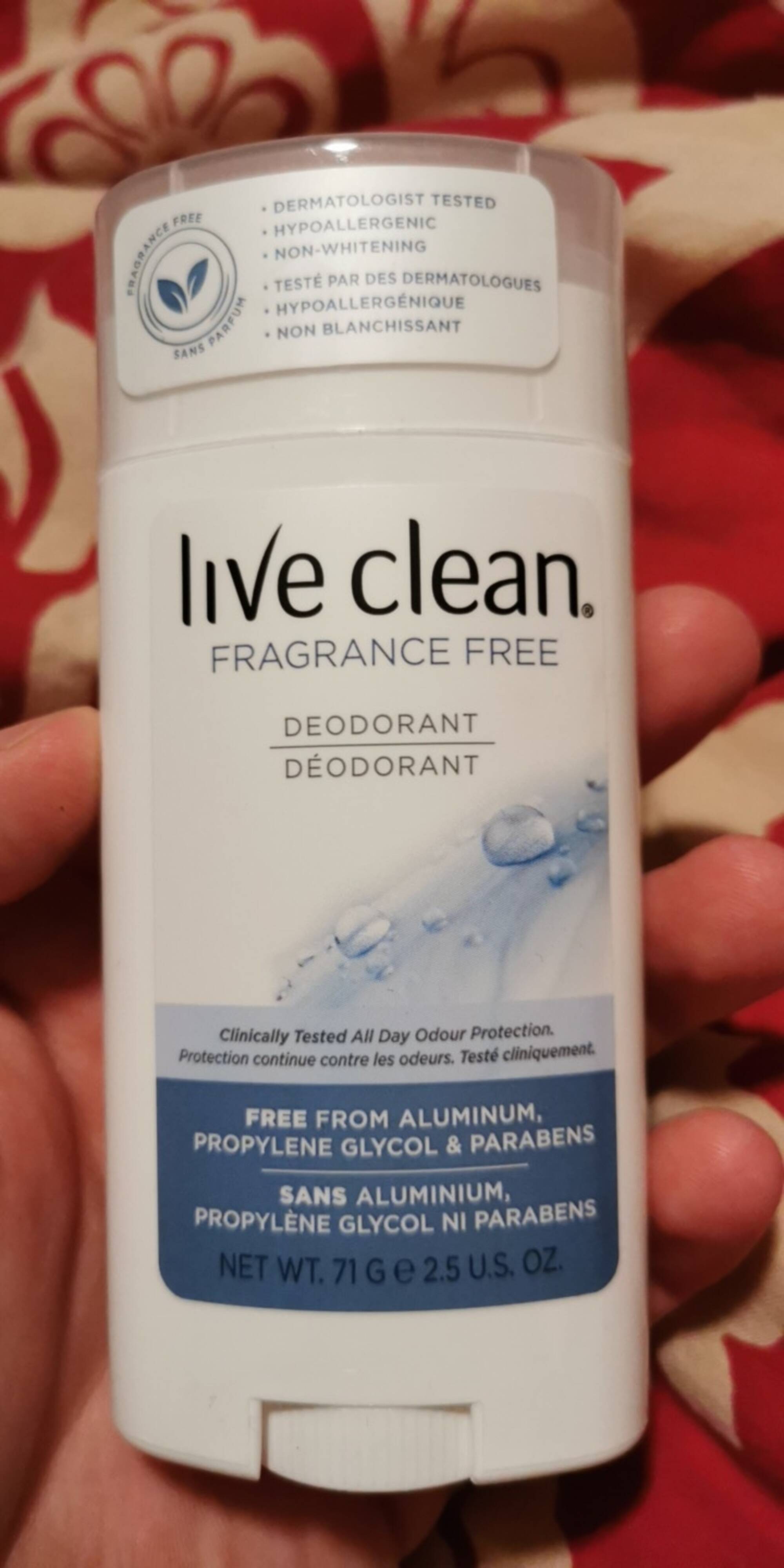 LIVE CLEAN - Fragrance free - Deodorant 