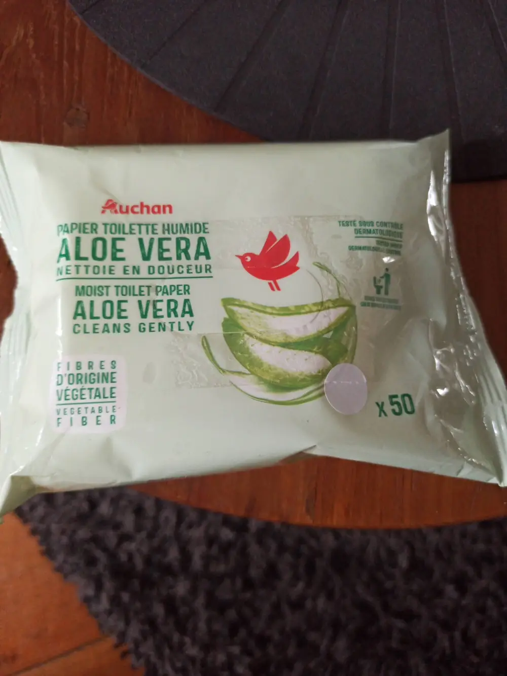 AUCHAN - Papier toilette humide aloe vera 