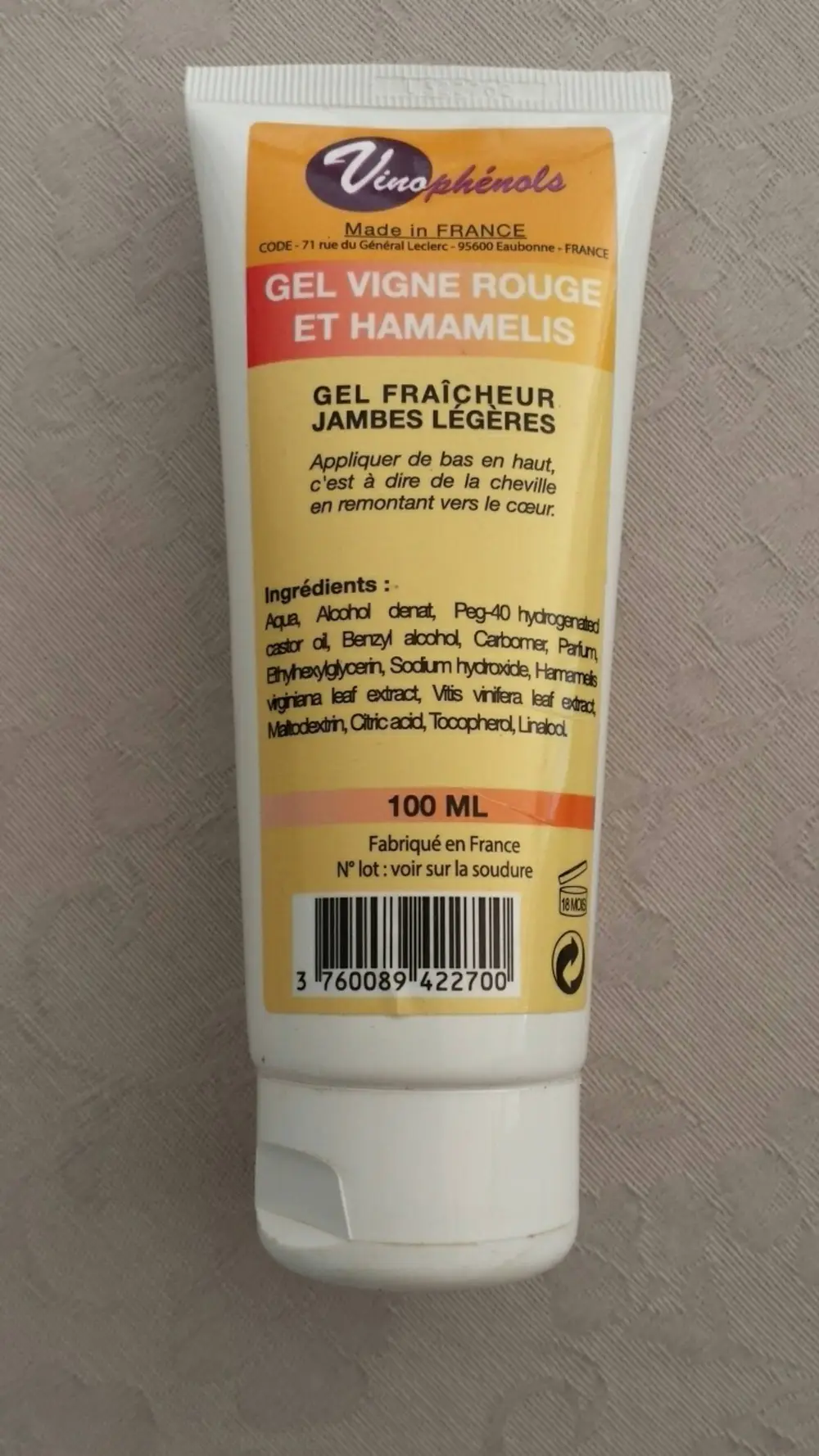 VINOPHÉNOLS - Gel fraîcheur jambes légères