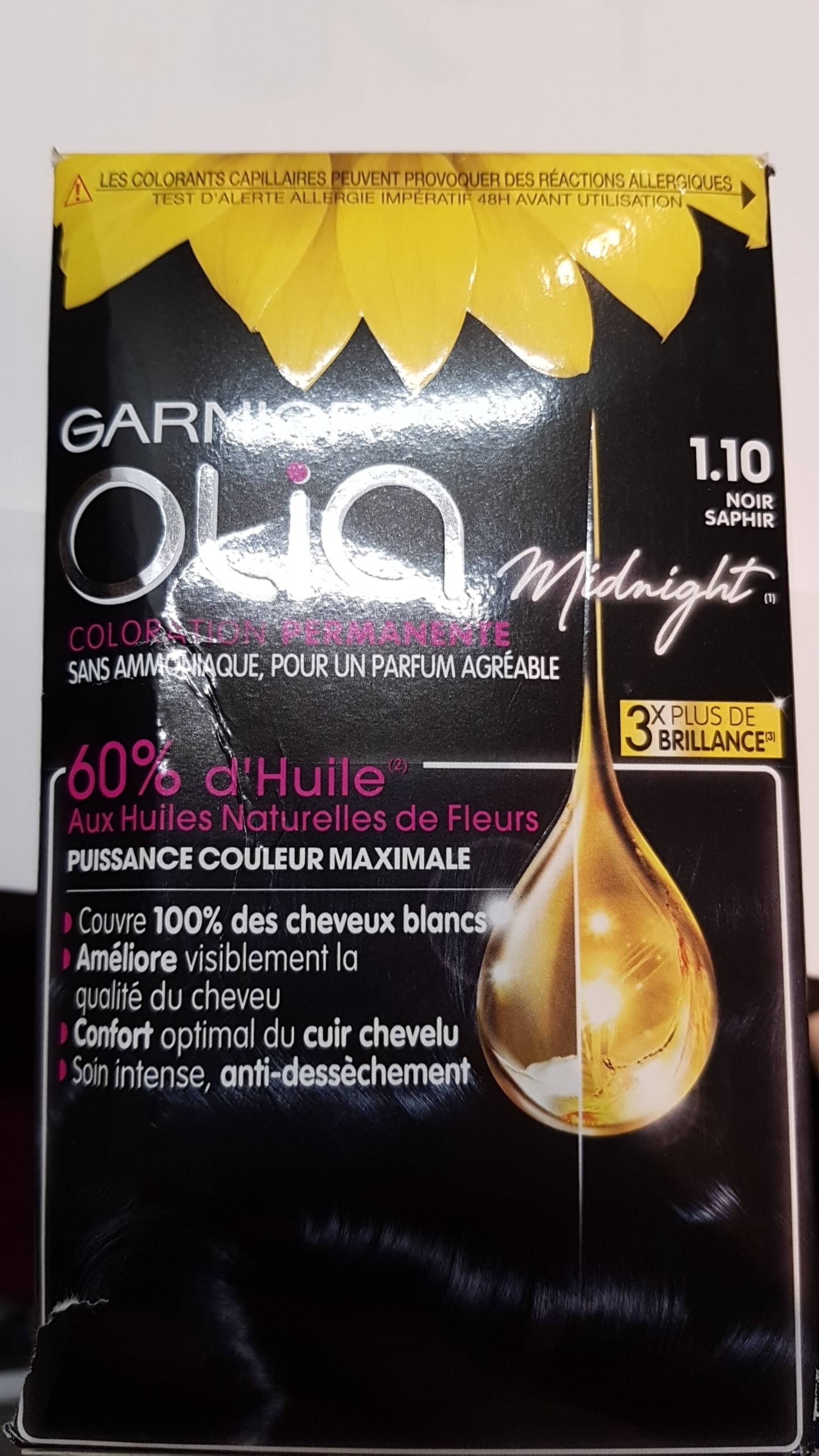 GARNIER - Olia midnight - Coloration permanente 1.10 noir saphir