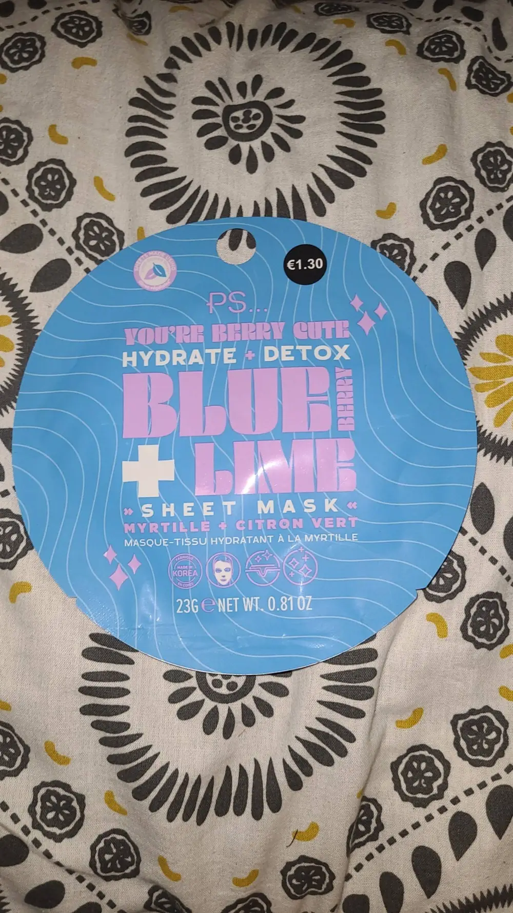 PS... - You're berry cute - Masque tissu hydratant à la myrtille