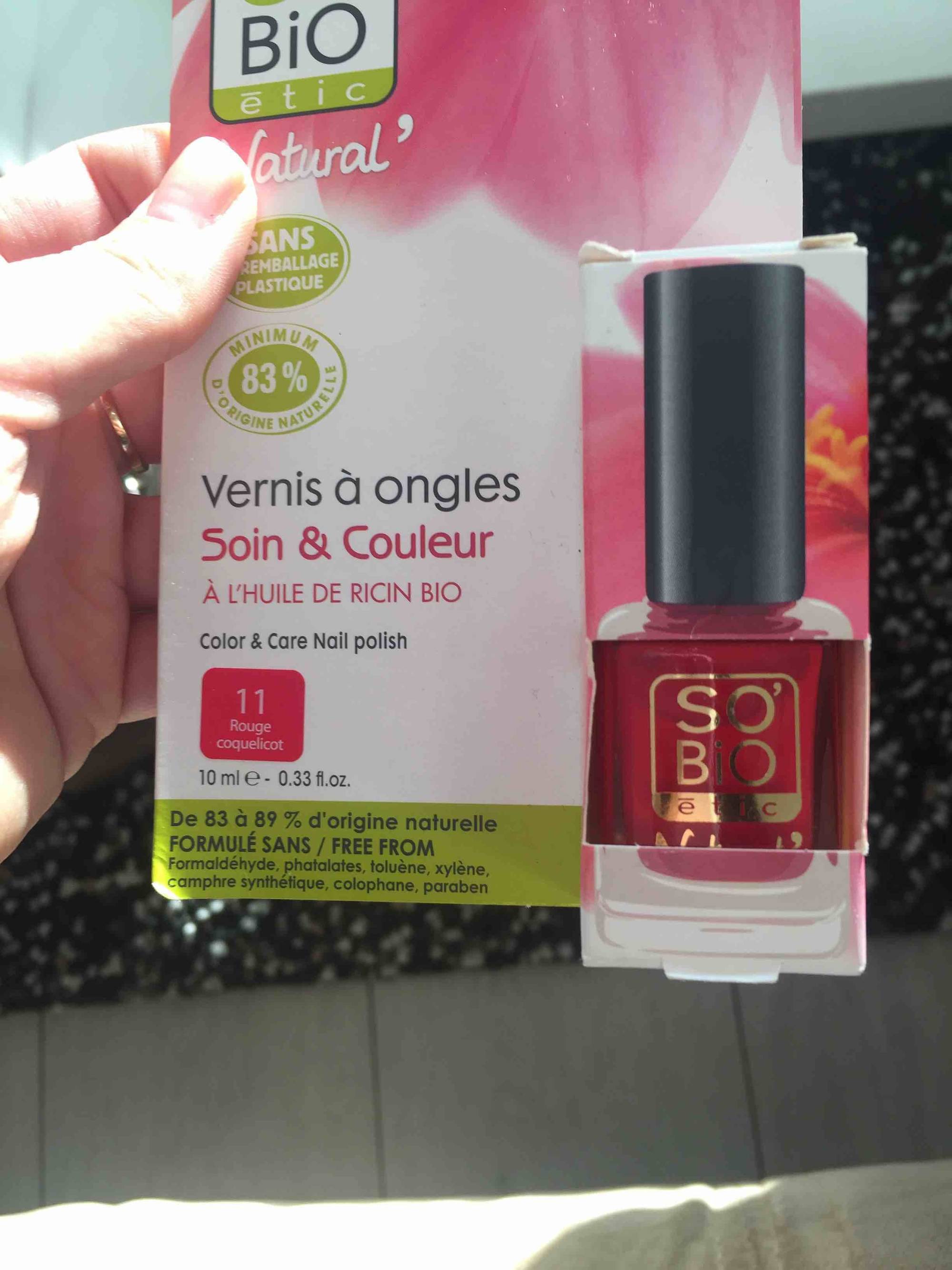 SO'BIO ÉTIC - Natural' soin & couleur - Vernis à ongles 11 rouge coquelicot