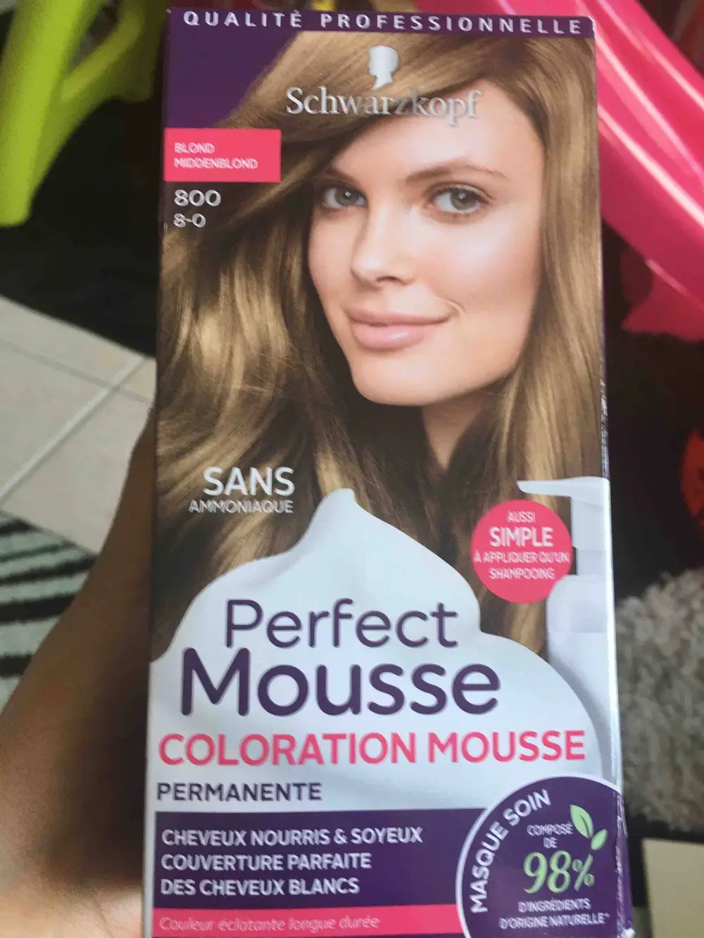 SCHWARZKOPF - Perfect Mousse - Coloration mousse permanente blond middenblon 800