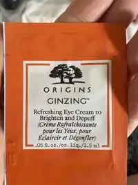 ORIGINS - Ginzing - Crème rafraîchissante pour les yeux