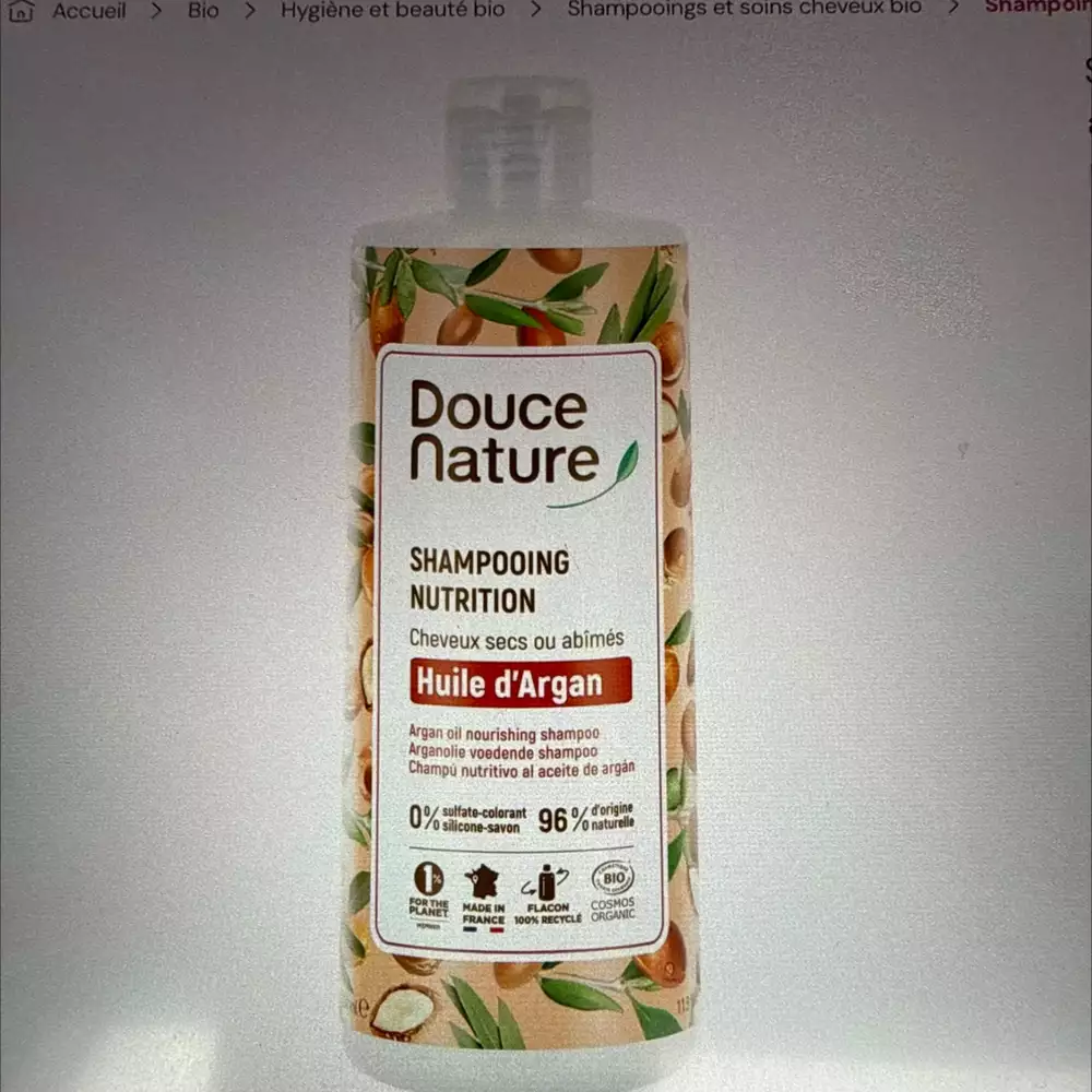 DOUCE NATURE - Shampooing nutrition à l'huide d'argan