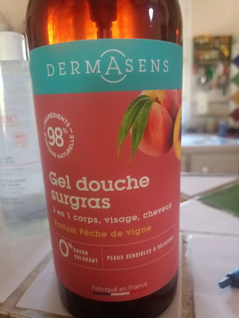 DERMASENS - Gel douche surgras parfum pêche de vigne