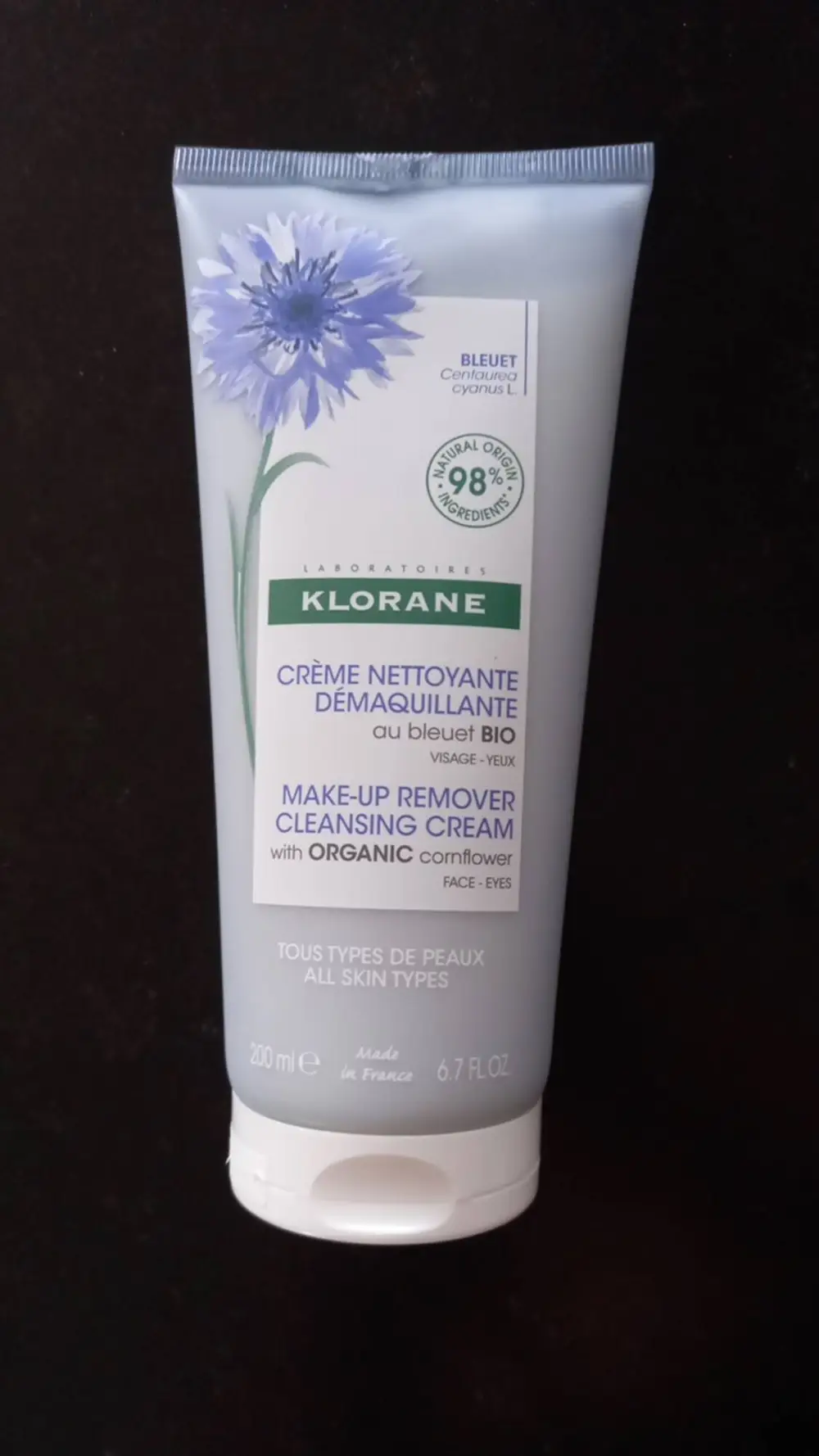 KLORANE - Crème nettoyante démaquillante au bleuet bio