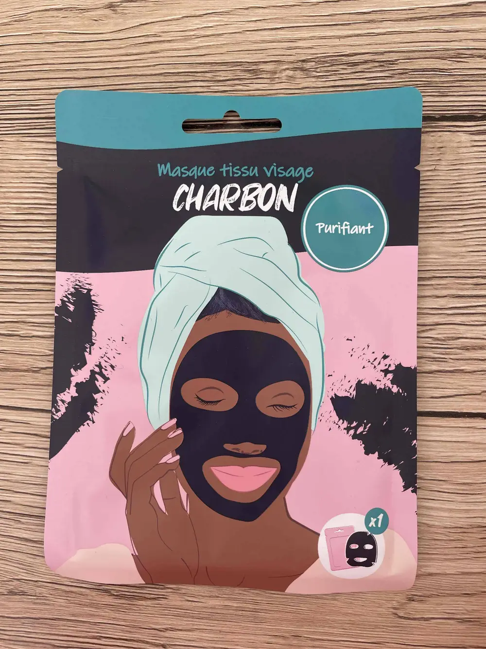 AUCHAN - Charbon - Masque tissu visage purifiant