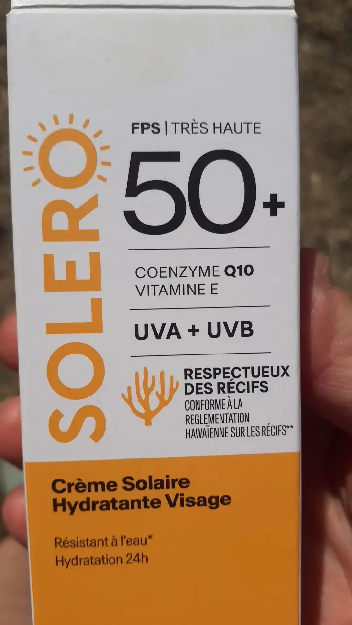 SOLERO - Crème solaire hydratante visage spf50+