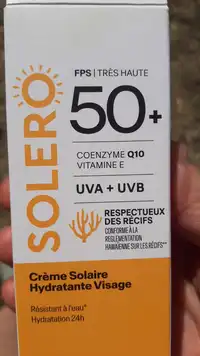 SOLERO - Crème solaire hydratante visage spf50+