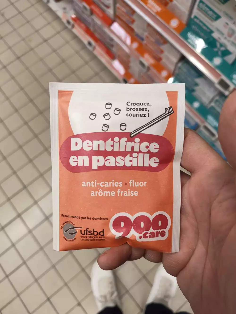 900.CARE - Dentifrice en pastille anti-caries fluor arôme fraise
