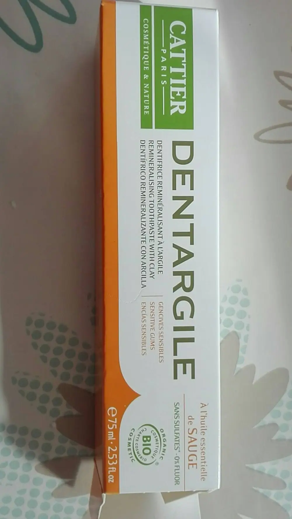 CATTIER - Dentargile - Dentifrice reminéralisant à l'argile