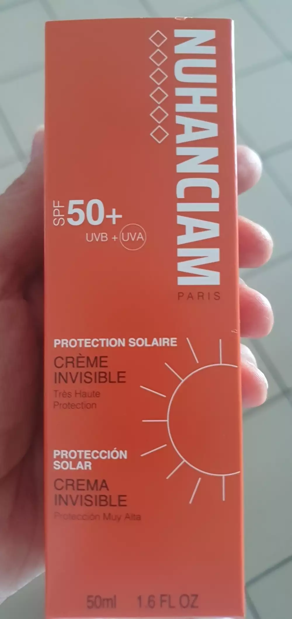 NUHANCIAM - Crème invisible protection solaire spf50+