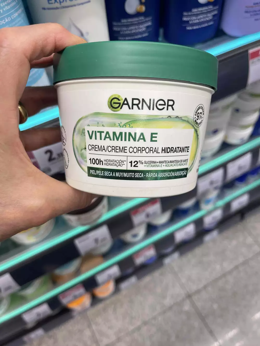 GARNIER - Vitamina E - Creme corporal hidratante 100h