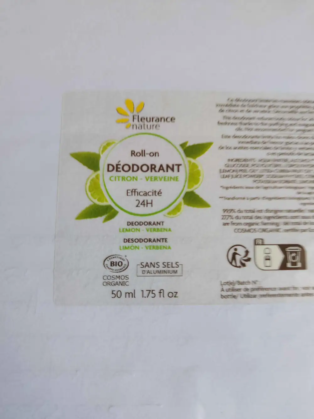FLEURANCE NATURE - Déodorant citron verveine 24h