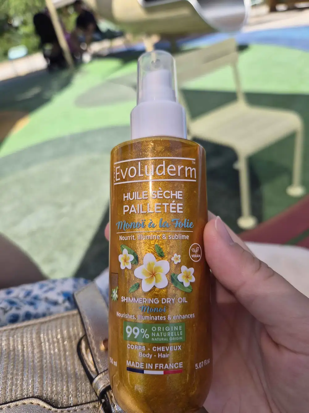 EVOLUDERM - Huile sèche pailletée monoï à la folie