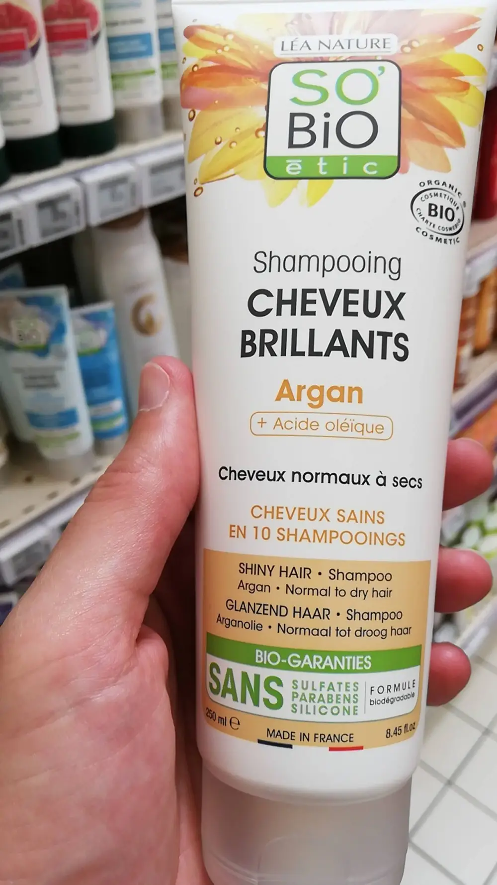 SO'BIO ÉTIC - Argan + acide oléïque - Shampooing cheveux brillants