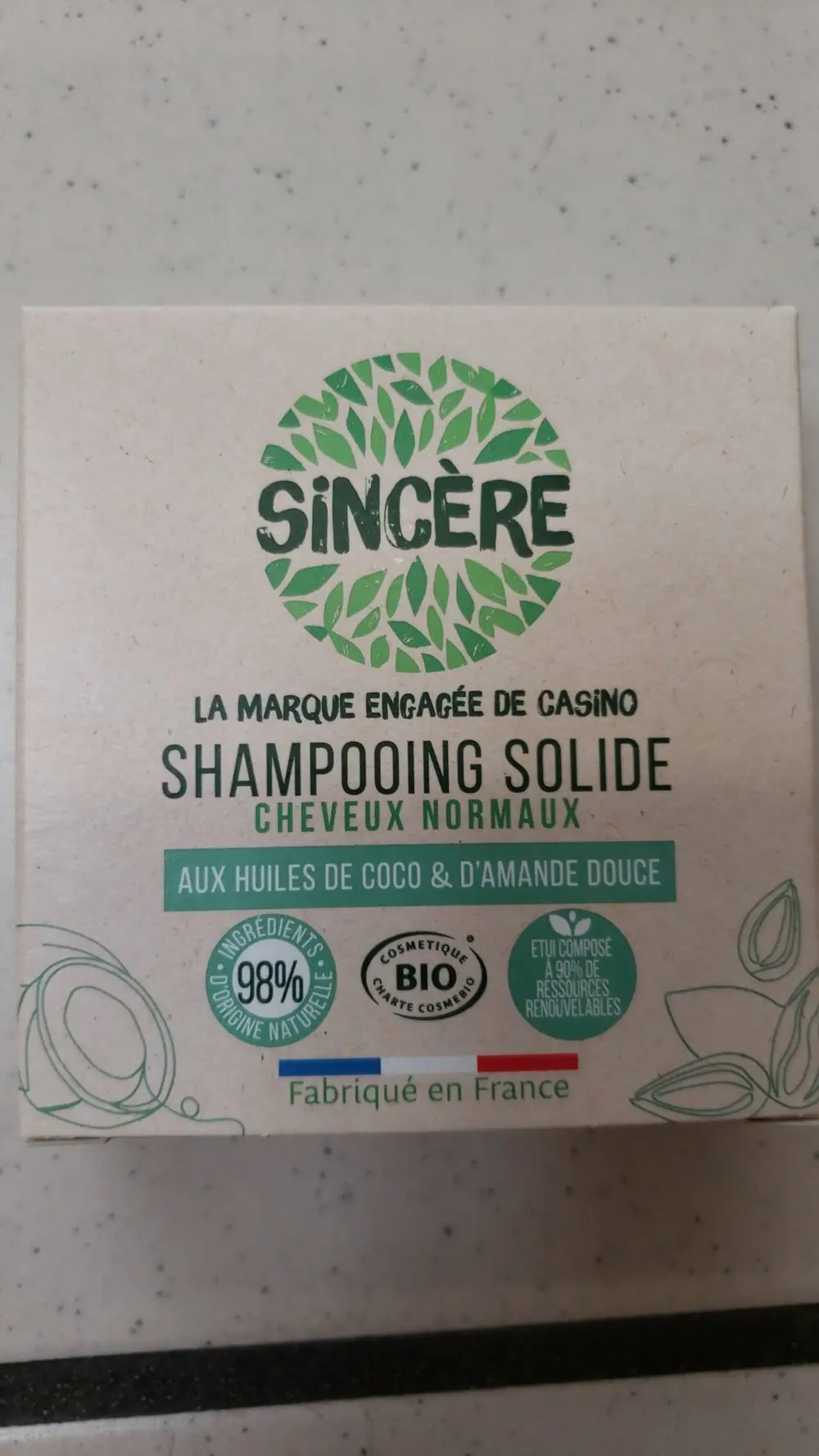 SINCÈRE - Shampooing solide aux huiles de coco et amande douce