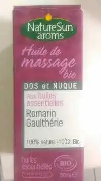 NATURESUN AROMS - Huile de massage bio dos et nuque romarin gaulthérie