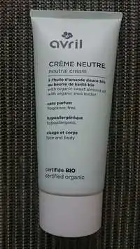 AVRIL - Crème neutre bio