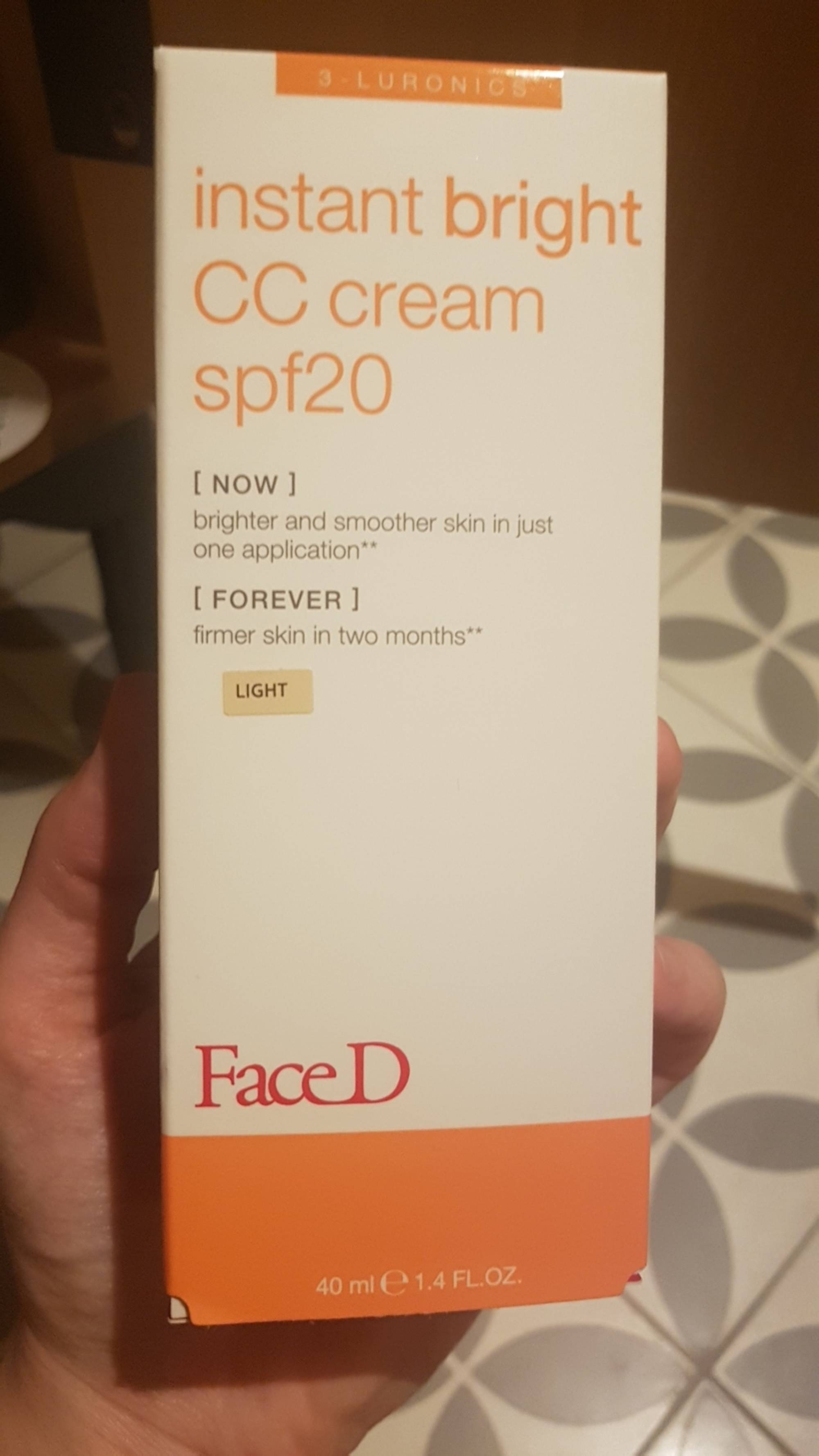 FACED - Instnt bright - CC cream SPF 20