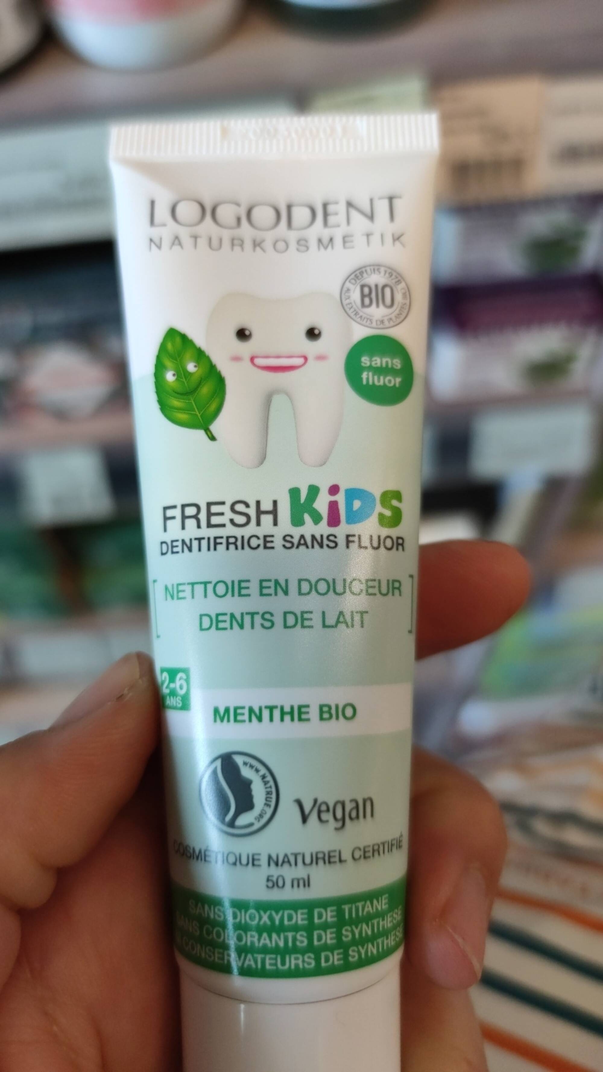 LOGODENT - Fresh kids - Dentifrice sans fluor menthe bio