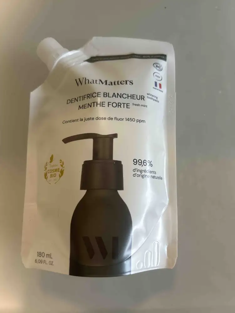 WHAT MATTERS - Dentifrice blancheur menthe forte