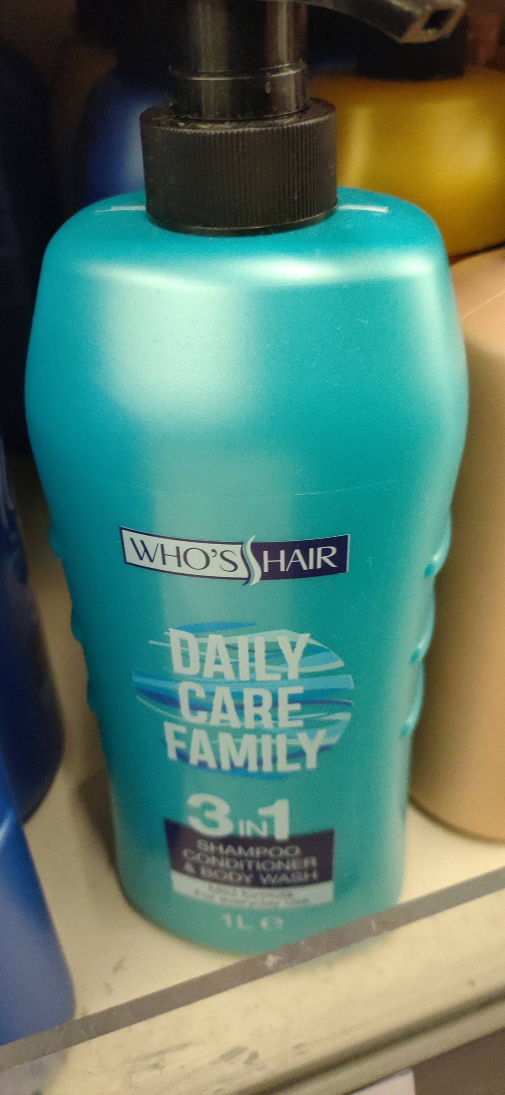 WHO'S HAIR ? - Daily care family - 3 in 1 shampoo, conditioner & body wash