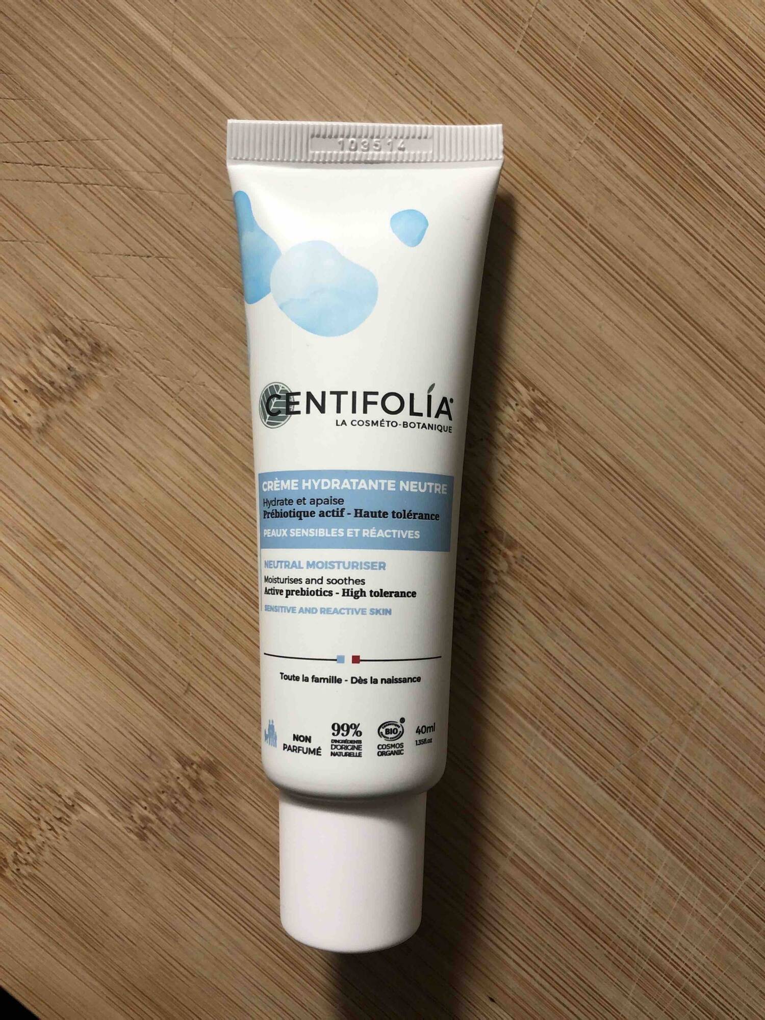 CENTIFOLIA - Crème hydratante neutre peaux sensibles et réactives