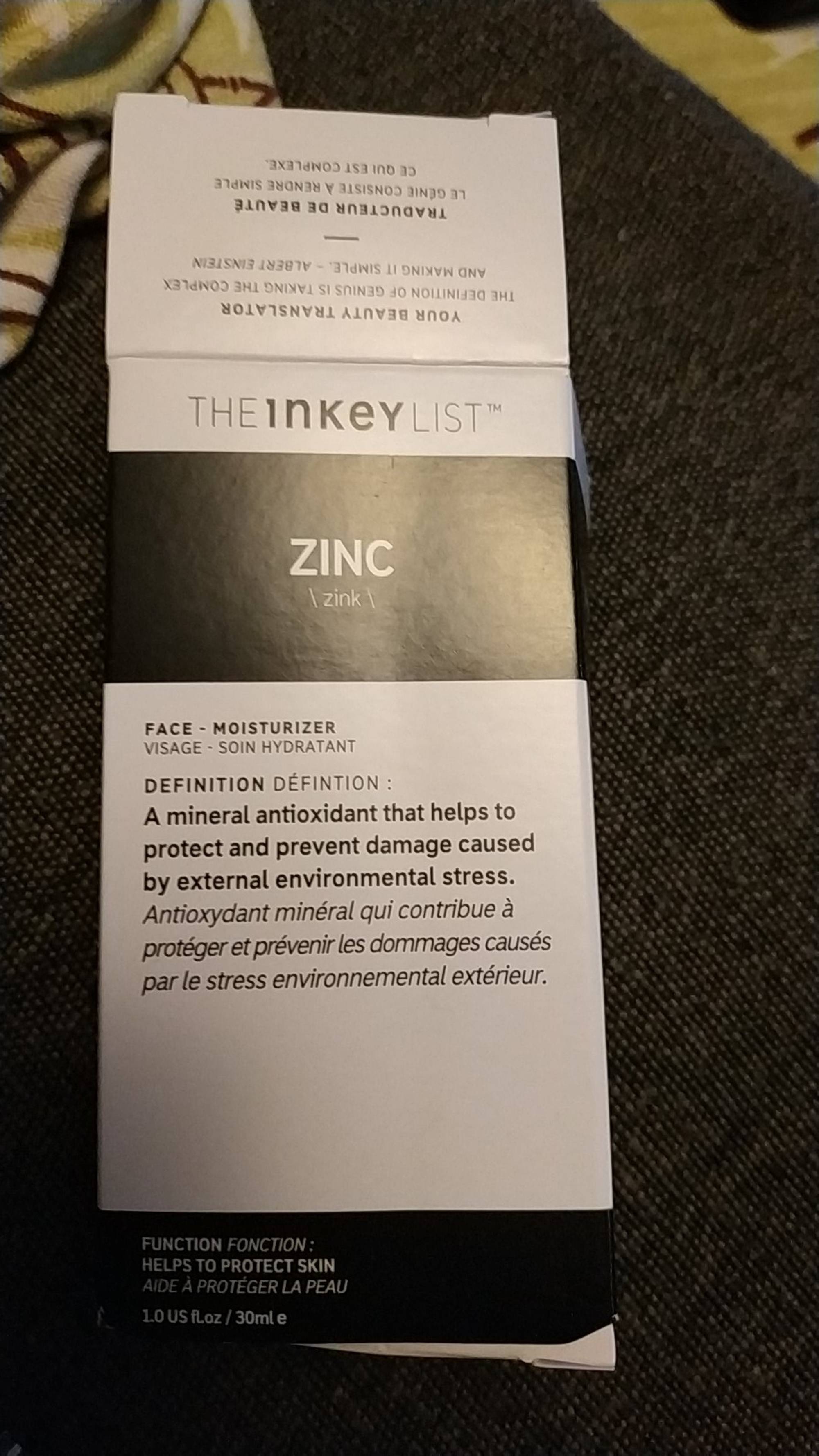 THE INKEY LIST - Zinc - Soin hydratant visage
