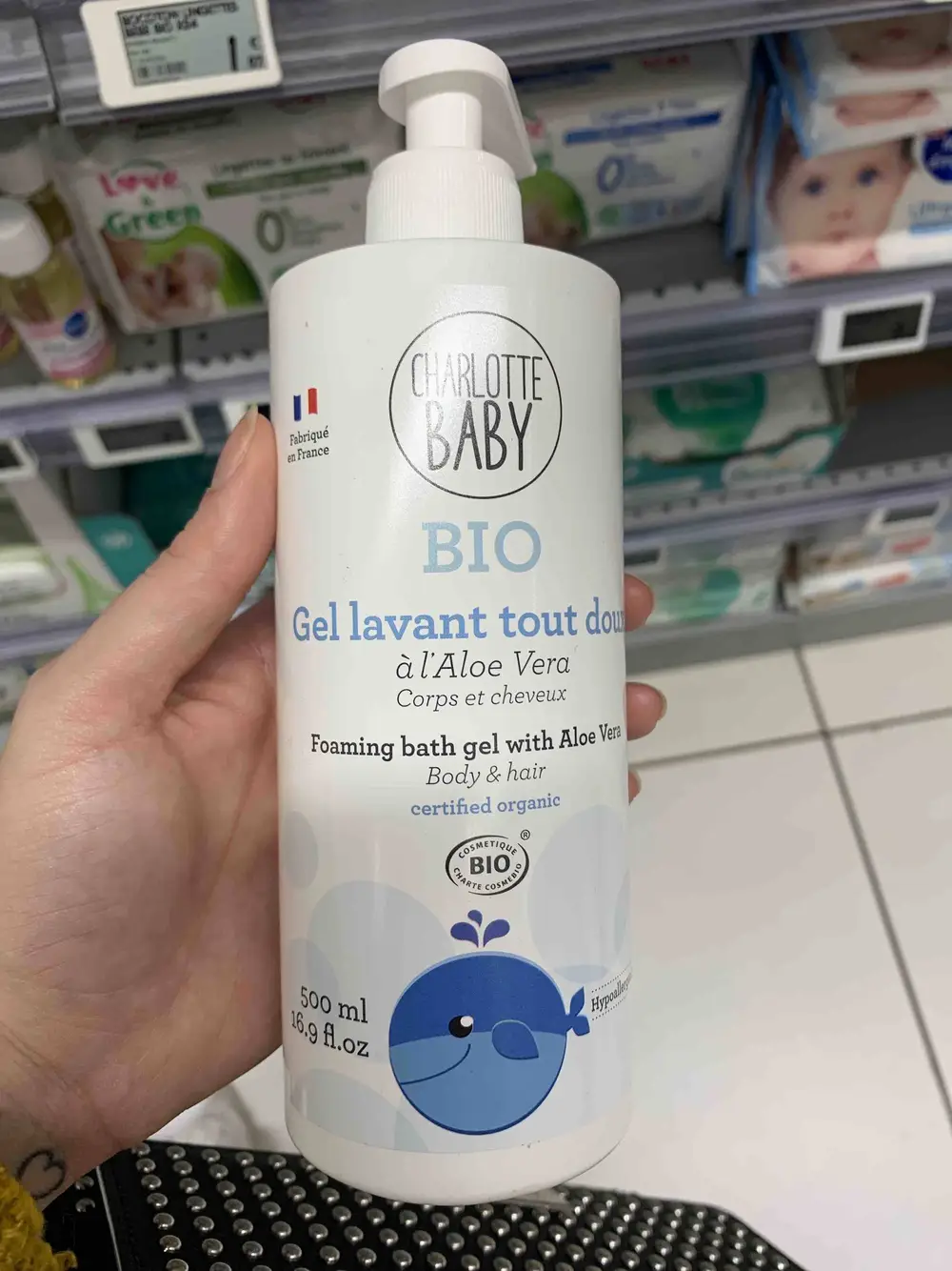 CHARLOTTE BABY BIO - Gel lavant tout doux à l'aloe vera - Corps et cheveux