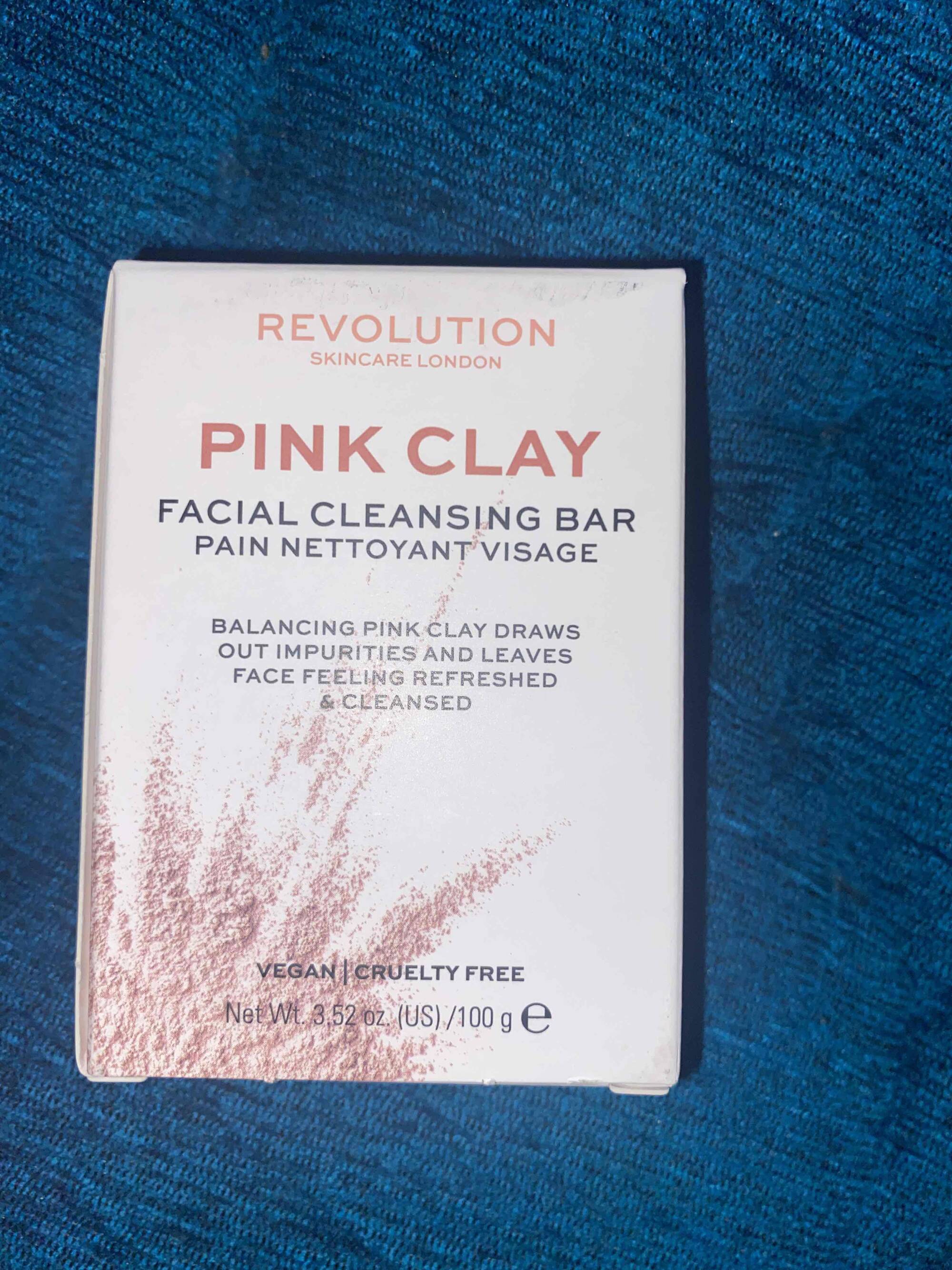 REVOLUTION - Pink clay - Pain nettoyant visage 
