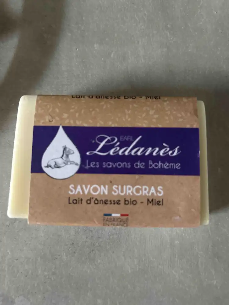 LÉDANÈS - Savon surgras lait d'ânesse bio miel