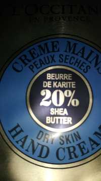 L'OCCITANE - Beurre de karité 20% - Crème mains peaux sèches