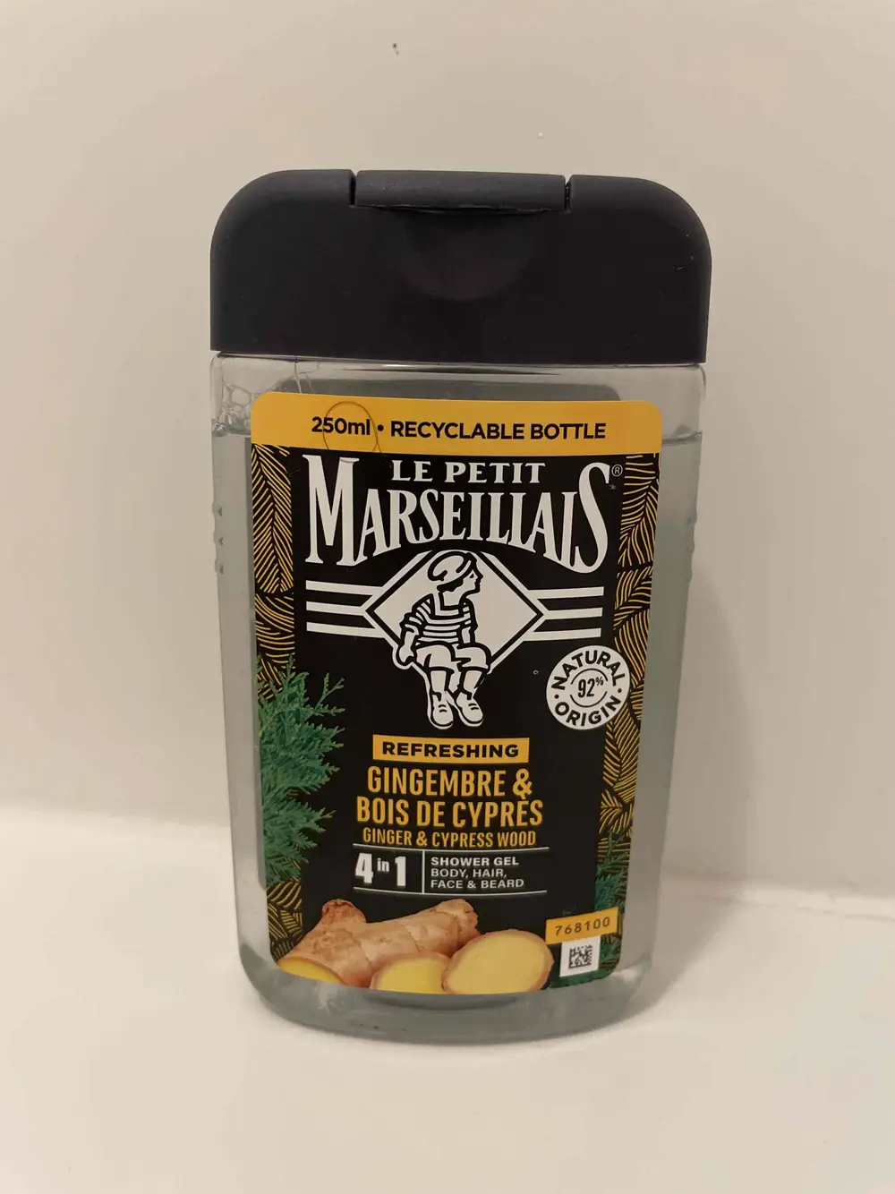 LE PETIT MARSEILLAIS - Gingembre et bois de cyprès - Gel douche 4 in 1 homme