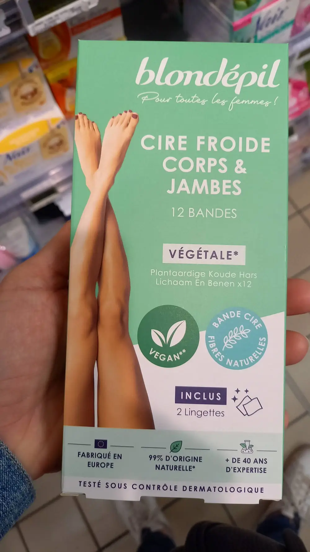 BLONDÉPIL - 12 Bandes cire froide corps & jambes + 2 lingettes