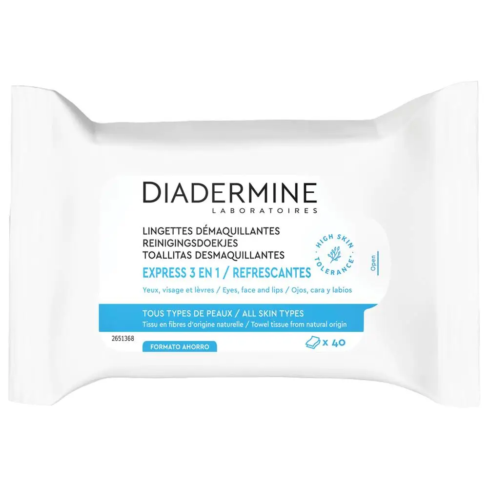 DIADERMINE - DIADERMINE LINGETTES DEMAQUILLANTES EXPRESS 3 EN 1  MAXI PACK SACHET DE 40