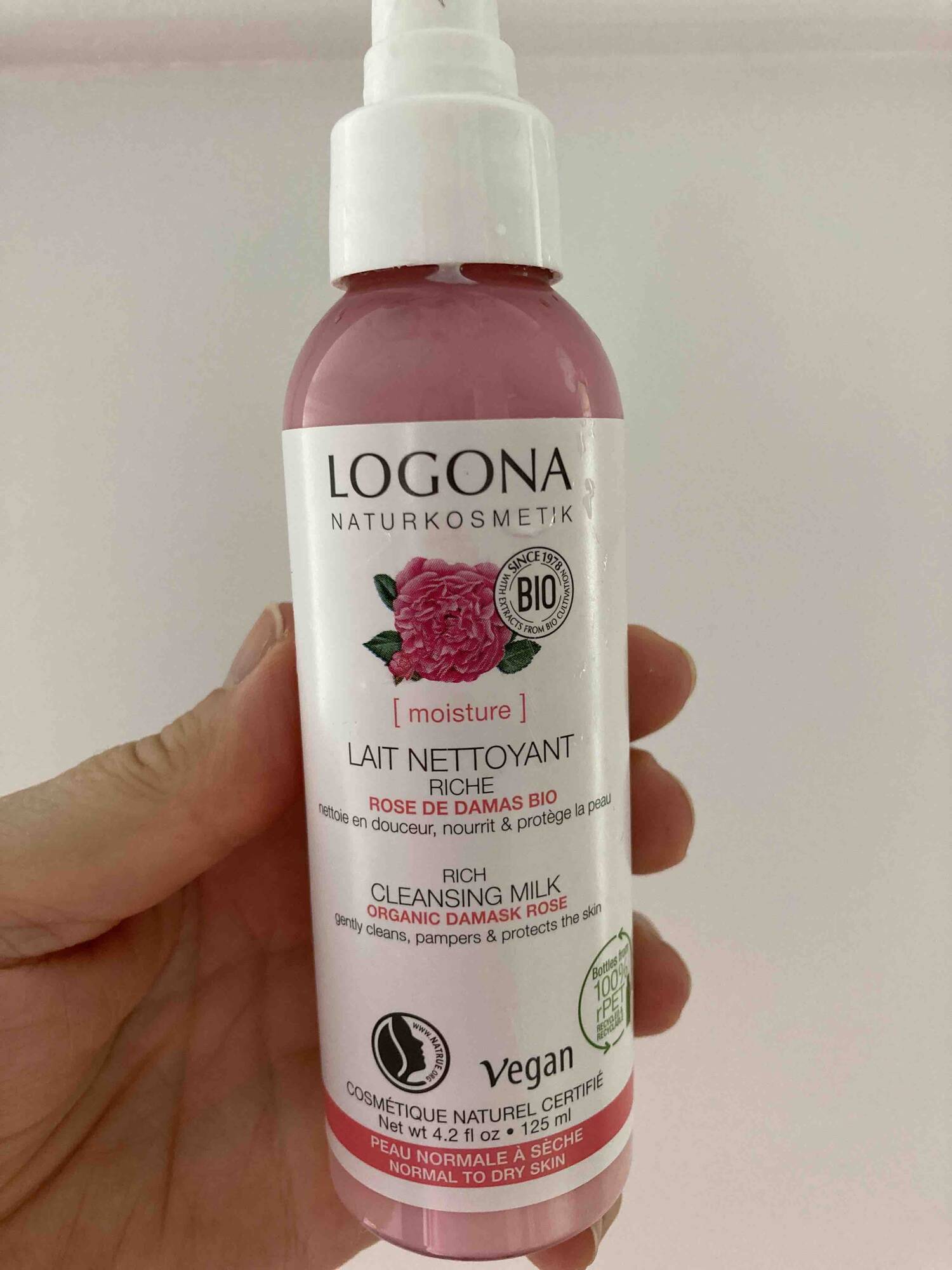 LOGONA - Lait nettoyant riche rose de damas bio