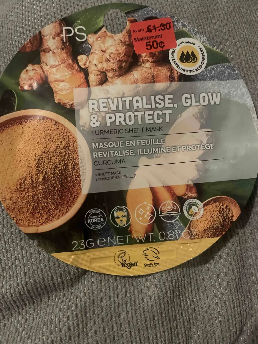 PRIMARK - Masque en feuille curcuma