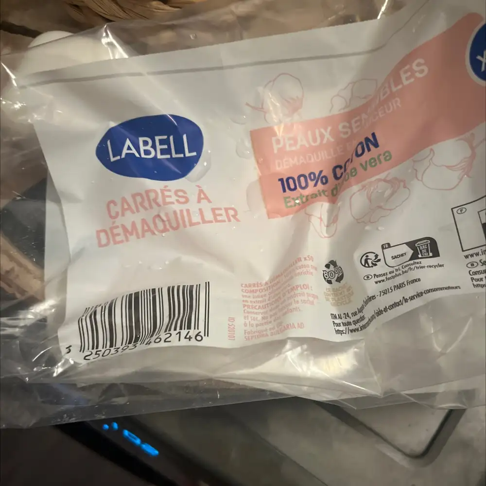 LABELL - Peaux sensibles - Carré à démaquiller 