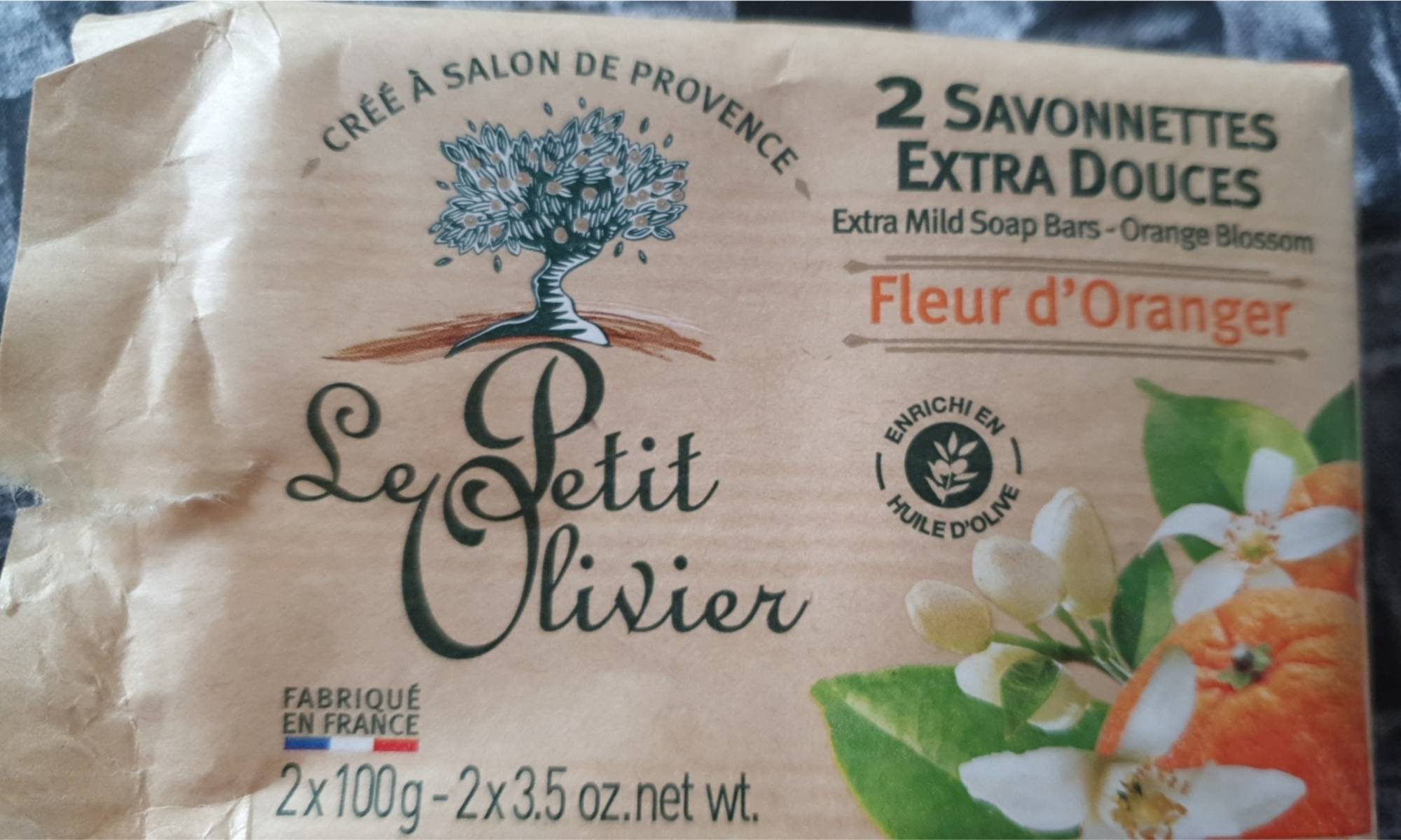 LE PETIT OLIVIER - Fleur d'Oranger - 2 Savonnettes extra douces 